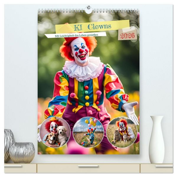 Produktbild: KI Clowns Mit Leichtigkeit das Leben genie&szlig;en (hochwertiger Premium Wandkalender 2026 DIN A2 hoch), Kunstdruck in Hochglanz