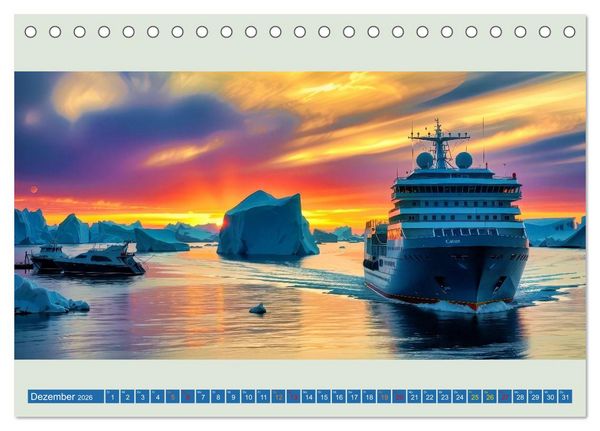 Produktbild: Kreuzfahrtschiffe vor Gr&ouml;nland (Tischkalender 2026 DIN A5 quer), CALVENDO Monatskalender