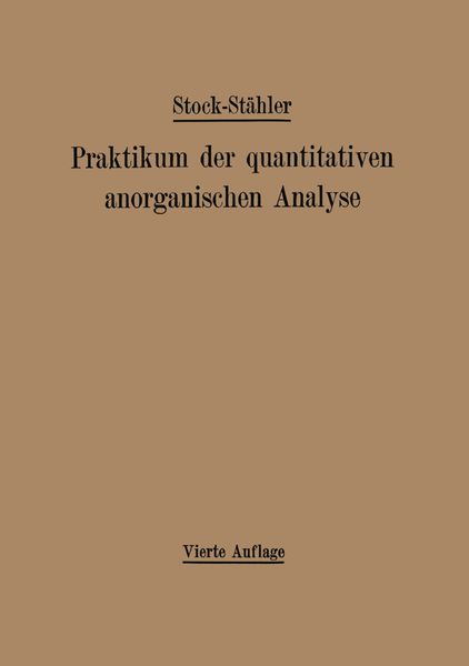 Produktbild: Praktikum der quantitativen anorganischen Analyse