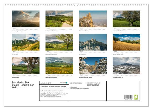 Produktbild: San Marino Die &auml;lteste Republik der Welt (Wandkalender 2026 DIN A2 quer), CALVENDO Monatskalender