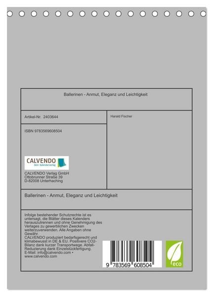 Produktbild: Ballerinen - Anmut, Eleganz und Leichtigkeit (Tischkalender 2027 DIN A5 hoch), CALVENDO Monatskalender
