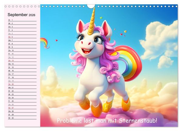 Produktbild: Unicorns! Lustige Einh&ouml;rner. Witzige Einhornspr&uuml;che und Weisheiten (Wandkalender 2026 DIN A3 quer), CALVENDO Monatskalender