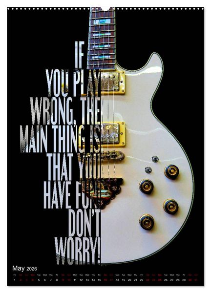 Produktbild: Rock Guitar Beauties (High Quality Premium Wall Calendar 2026 DIN A2 portrait),CALVENDO 12 Month Wall Calendar