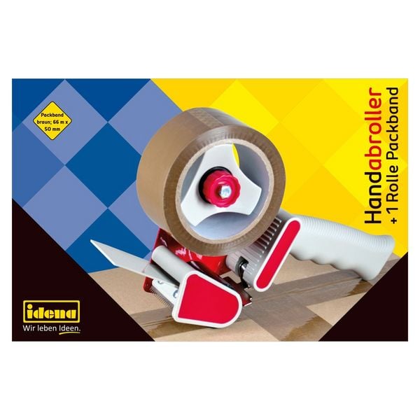 Produktbild: Idena Handabroller inkl. 1 Packband braun 5cmx66m