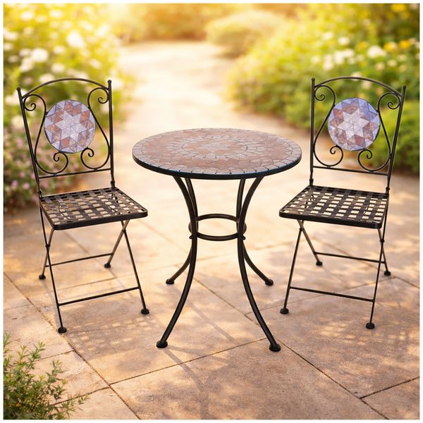 HTI-Living Gartentisch und 2 Stühle Marocco Braun Gartentisch und 2 Stühle Marocco Braun