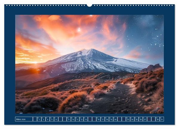 Produktbild: Lebendige Feuerberge - Fantastisch durch eine KI in Szene gesetzt (hochwertiger Premium Wandkalender 2026 DIN A2 quer), Kunstdruck in Hochglanz