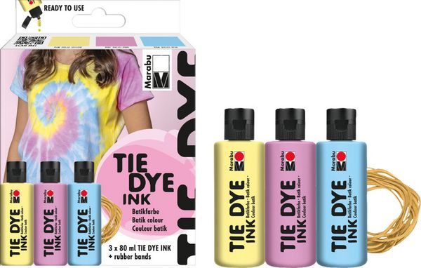 Produktbild: MARABU Batikfarben Tie Dye Ink, Pastel pastellgelb, pastellrosa und pastellblau