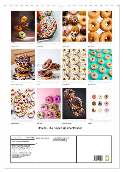 Produktbild: Donuts - Die runden Gaumenfreuden. (Wandkalender 2026 DIN A2 hoch), CALVENDO Monatskalender