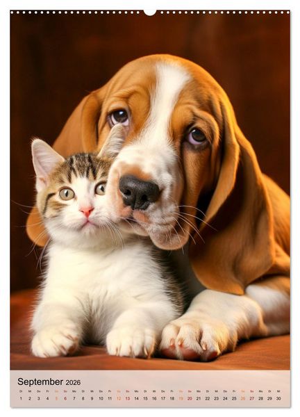 Produktbild: Basset Hound - freundlich und anh&auml;nglich (Wandkalender 2026 DIN A2 hoch), CALVENDO Monatskalender