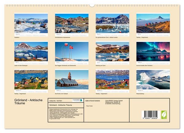 Produktbild: Gr&ouml;nland - Arktische Tr&auml;ume (hochwertiger Premium Wandkalender 2026 DIN A2 quer), Kunstdruck in Hochglanz