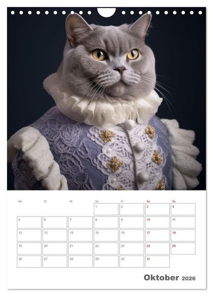 Produktbild: Royale Katzen Portraits (Wandkalender 2026 DIN A4 hoch), CALVENDO Monatskalender