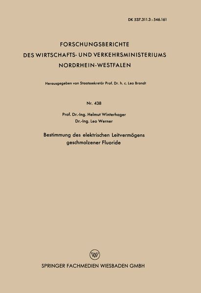 Produktbild: Bestimmung des elektrischen Leitverm&ouml;gens geschmolzener Fluoride