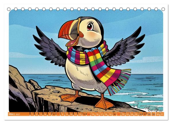 Produktbild: Papageientaucher - Comic (Tischkalender 2027 DIN A5 quer), CALVENDO Monatskalender