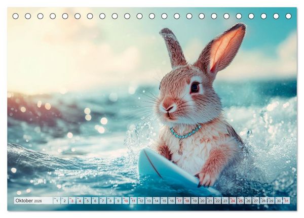 Produktbild: Kaninchen auf Reisen (Tischkalender 2026 DIN A5 quer), CALVENDO Monatskalender