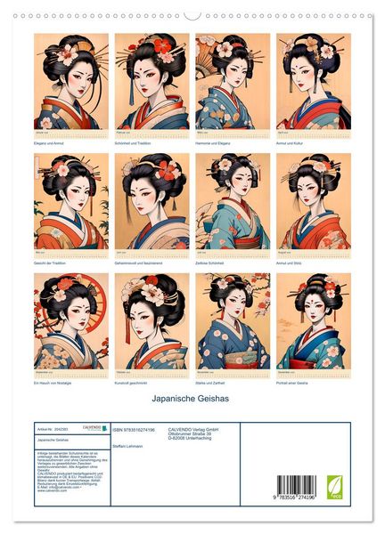 Produktbild: Japanische Geishas (hochwertiger Premium Wandkalender 2026 DIN A2 hoch), Kunstdruck in Hochglanz