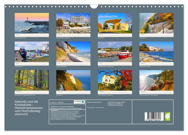 Produktbild: Sassnitz und die Kreidek&uuml;ste - Herbstimpressionen vom Hochuferweg Jasmund (Wandkalender 2026 DIN A3 quer), CALVENDO Monatskalender