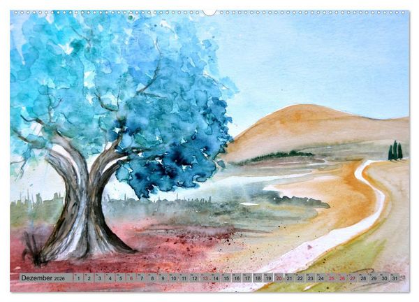 Produktbild: Toskana Aquarelle (hochwertiger Premium Wandkalender 2026 DIN A2 quer), Kunstdruck in Hochglanz