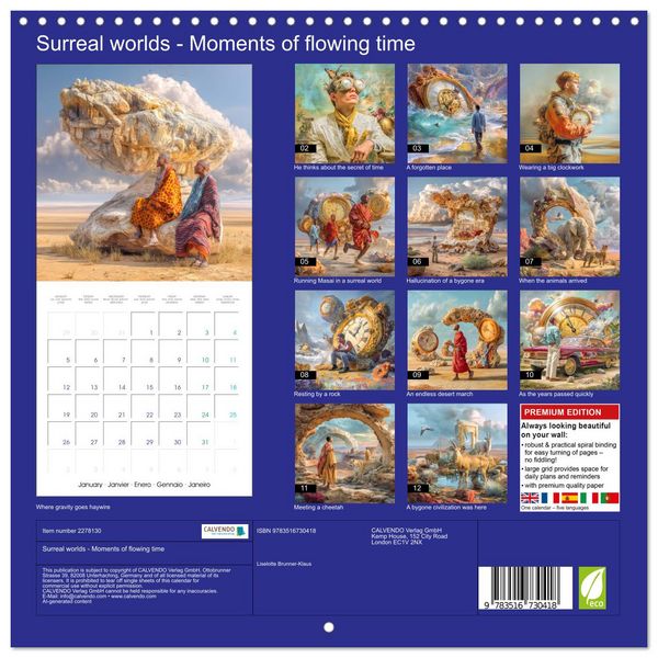 Produktbild: Surreal worlds - Moments of flowing time (Wall Calendar 2026 12 &times; 12 Inch) CALVENDO 12 Month Wall Calendar