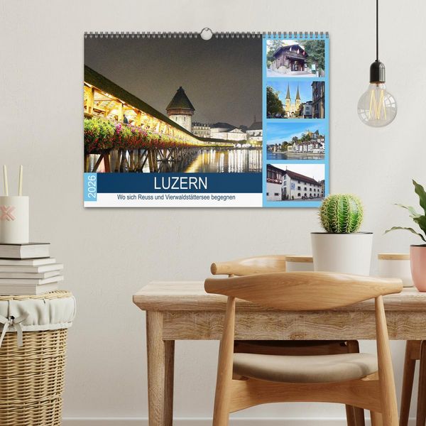 Produktbild: LUZERN Wo sich Reuss und Vierwaldst&auml;ttersee begegnen (Wandkalender 2026 DIN A3 quer), CALVENDO Monatskalender