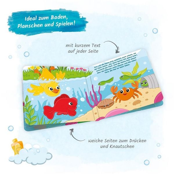Produktbild: Tr&ouml;tsch Badebuch mit Tierfigur Die kleine Ente und der Fisch