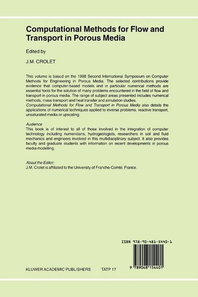 Produktbild: Computational Methods for Flow and Transport in Porous Media