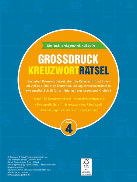 Produktbild: Gro&szlig;druck Kreuzwortr&auml;tsel Band 4 I R&auml;tselbuch f&uuml;r Senioren & Rentner
