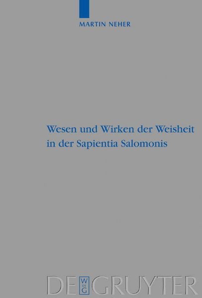 Produktbild: Wesen und Wirken der Weisheit in der Sapientia Salomonis