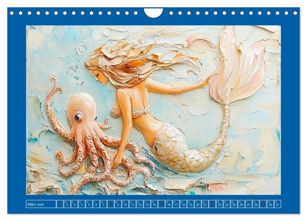 Produktbild: Meerjungfrauen. Zauberhafte Illustrationen im &Ouml;lgem&auml;lde-Stil (Wandkalender 2026 DIN A4 quer), CALVENDO Monatskalender
