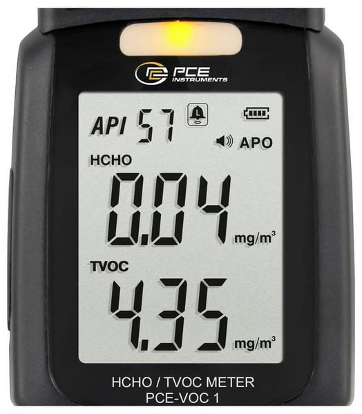 Produktbild: PCE Instruments Gasmessger&auml;t Formaldehyd PCE-VOC 1 Messung von TVOC |HCHO |0...9,99 mg/m&sup3; / PPM |0...5mg/m&sup3; / PPM |Alarm