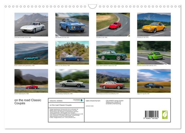 Produktbild: on the road Classic Coup&eacute;s (Wandkalender 2026 DIN A3 quer), CALVENDO Monatskalender