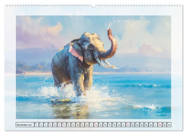 Produktbild: Elefanten am Strand. Zwischen Wellen, Sonne und Sand (Wandkalender 2027 DIN A2 quer), CALVENDO Monatskalender