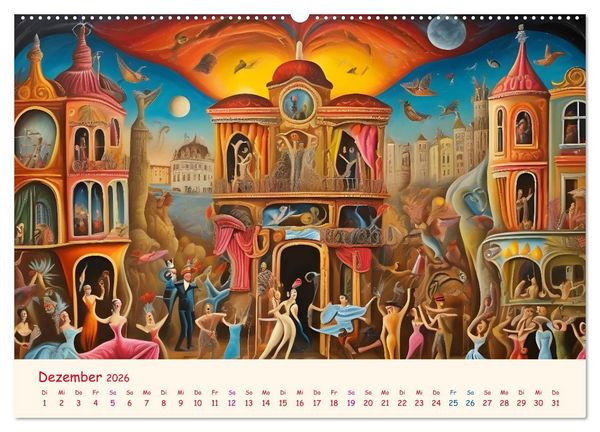Produktbild: Absurdes Theater - In surrealen Traumwelten versinken (hochwertiger Premium Wandkalender 2026 DIN A2 quer), Kunstdruck in Hochglanz