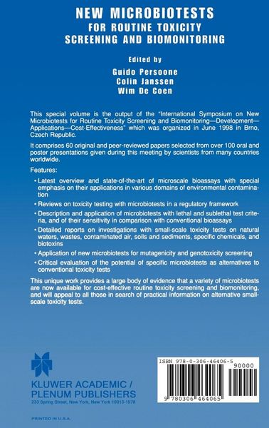Produktbild: New Microbiotests for Routine Toxicity Screening and Biomonitoring