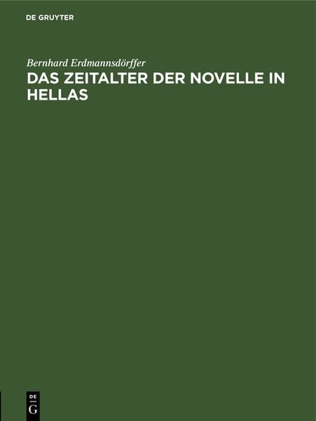 Produktbild: Das Zeitalter der Novelle in Hellas