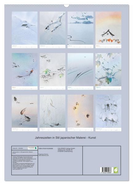 Produktbild: Jahreszeiten in Stil japanischer Malerei - Kunst (Wandkalender 2026 DIN A2 hoch), CALVENDO Monatskalender