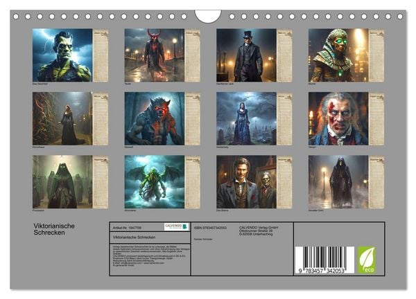 Produktbild: Viktorianische Schrecken (Wandkalender 2026 DIN A4 quer), CALVENDO Monatskalender