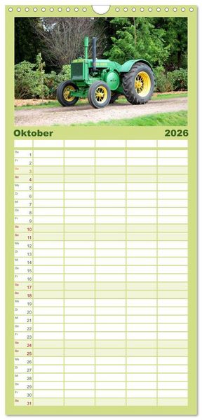 Produktbild: Familienplaner 2026 - Historische Traktoren 2026 mit 5 Spalten (Wandkalender, 21 x 45 cm) CALVENDO
