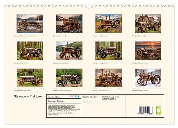 Produktbild: Steampunk Traktoren (Wandkalender 2026 DIN A3 quer), CALVENDO Monatskalender