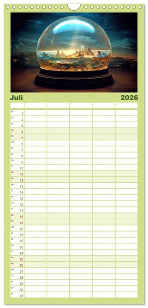 Produktbild: Familienplaner 2026 - Schneekugel war gestern mit 5 Spalten (Wandkalender, 21 x 45 cm) CALVENDO