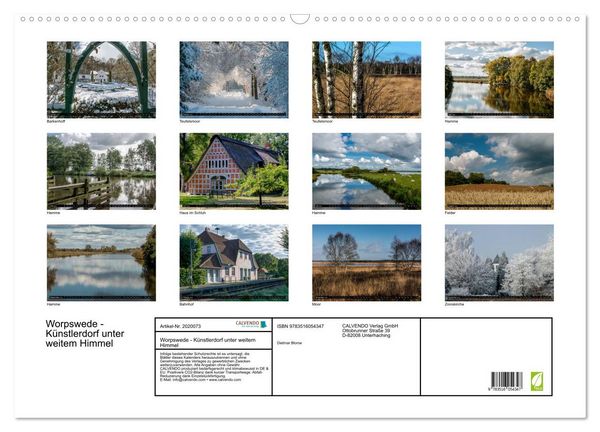 Produktbild: Worpswede - K&uuml;nstlerdorf unter weitem Himmel (Wandkalender 2026 DIN A2 quer), CALVENDO Monatskalender