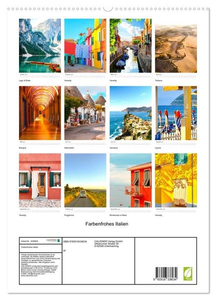 Produktbild: Farbenfrohes Italien (hochwertiger Premium Wandkalender 2026 DIN A2 hoch), Kunstdruck in Hochglanz