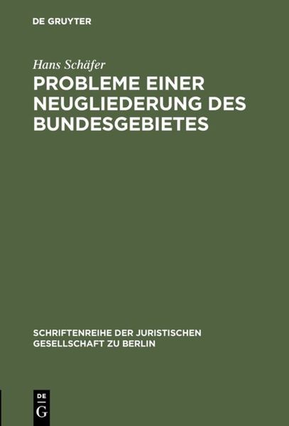 Produktbild: Probleme einer Neugliederung des Bundesgebietes