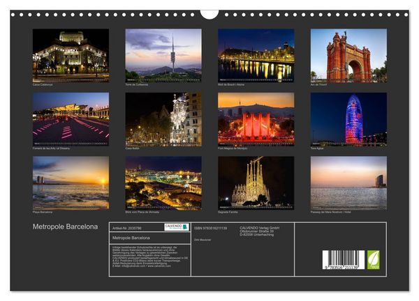 Produktbild: Metropole Barcelona (Wandkalender 2026 DIN A3 quer), CALVENDO Monatskalender