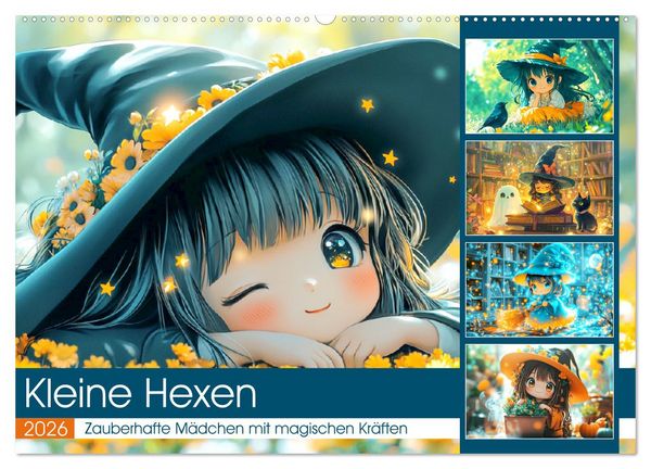 Kleine Hexen. Zauberhafte Mädchen mit magischen Kräften (Wandkalender 2026 DIN A2 quer), CALVENDO Monatskalender