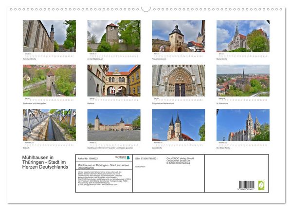 Produktbild: M&uuml;hlhausen in Th&uuml;ringen - Stadt im Herzen Deutschlands (Wandkalender 2026 DIN A2 quer), CALVENDO Monatskalender