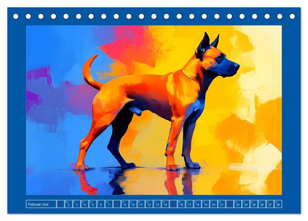 Produktbild: Kraftvolle Partner. Hunde in k&uuml;nstlerischer &Ouml;loptik (Tischkalender 2026 DIN A5 quer), CALVENDO Monatskalender