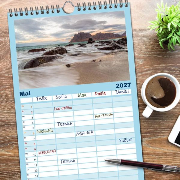 Produktbild: Familienplaner 2027 - Nordnorwegen - Wundervolle Lofoten mit 5 Spalten (Wandkalender, 21 x 45 cm) CALVENDO