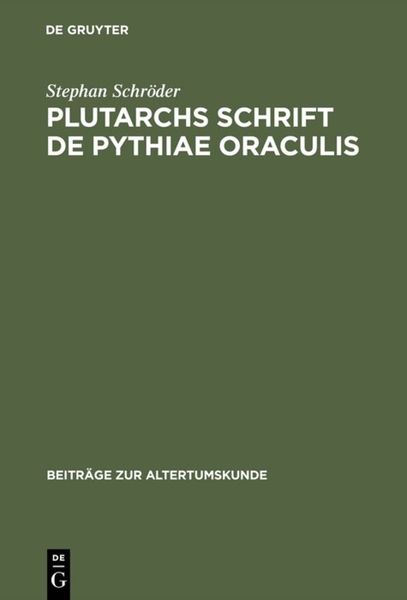 Produktbild: Plutarchs Schrift De Pythiae oraculis