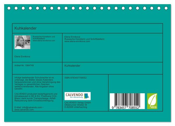 Produktbild: Kuhkalender (Tischkalender 2026 DIN A5 quer), CALVENDO Monatskalender