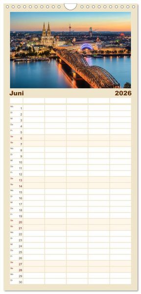 Produktbild: Familienplaner 2026 - Wundersch&ouml;nes K&ouml;ln mit 5 Spalten (Wandkalender, 21 x 45 cm) CALVENDO